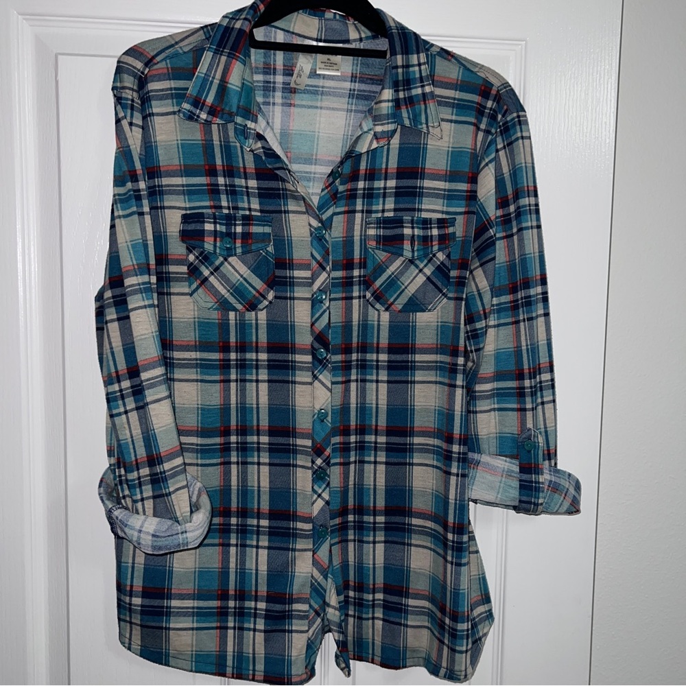 Bella D, cotton plaid top